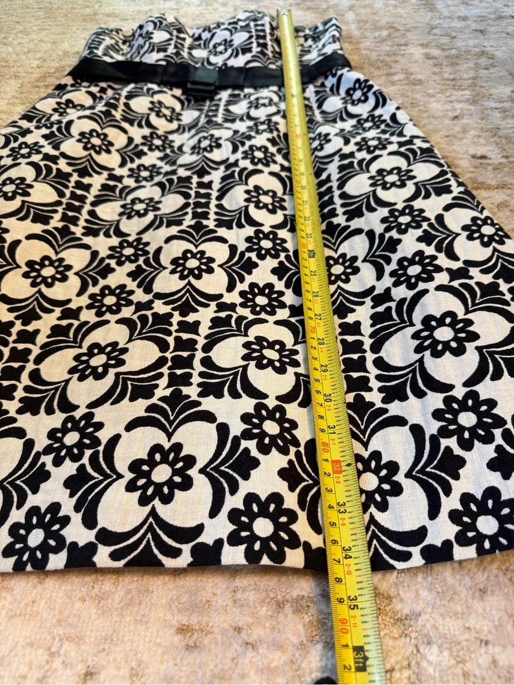 Lilly Pulitzer Black White Floral Jacquard A-Line Strapless Dress Lined Knee 10 - Picture 9 of 9